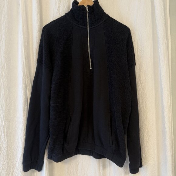 Glyder Complex Quarter Zip Black Pullover Boxy Terry Sweater Women’s XL - Picture 4 of 8